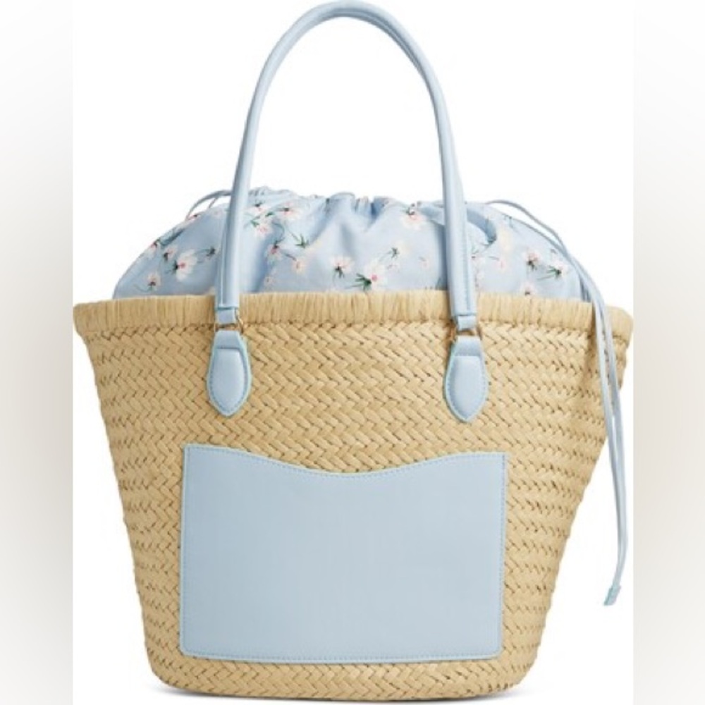On 34th Isabella Floral Straw Tote Bag